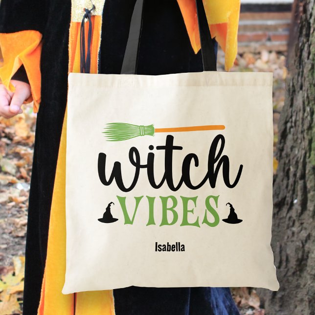 Tote Bag Vibes de sorcière personnalisées Trick ou traiteme (Créateur téléchargé)