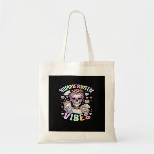 Tote Bag Vibes de Summerween Douce Fille Squelette Été Halo
