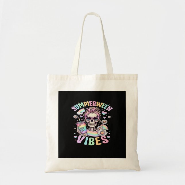Tote Bag Vibes de Summerween Douce Fille Squelette Été Halo (Devant)