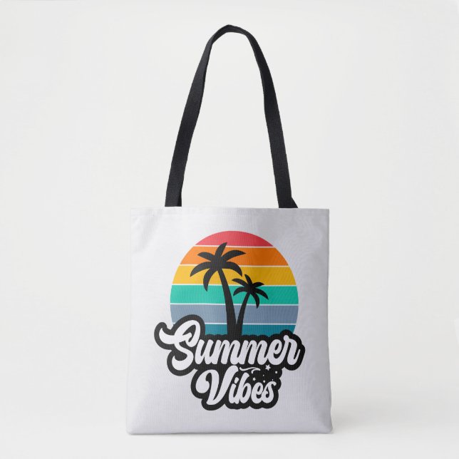 Tote Bag Vibes d'été avec design de palmiers (Devant)