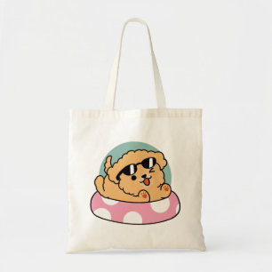 Tote Bag Vibes d'été Chien - Chiot flottant avec lunettes d