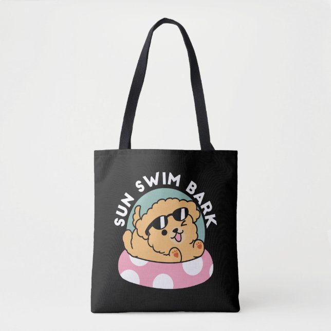 Tote Bag Vibes d'été Chien - Chiot flottant avec lunettes d (Devant)