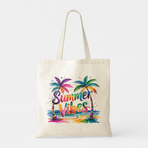 Tote Bag Vibes d'été Coloré Tropical Palmiers Océan