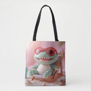 Tote Bag Vibes d'été : Crocodile en peluche décontracté en