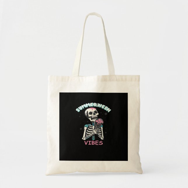 Tote Bag Vibes d'été Éffrayant Citrouille d'été classique (Devant)