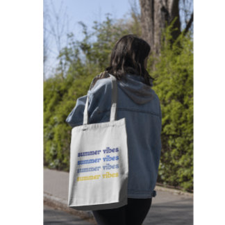 Tote Bag Vibes d'été féminines colorées en bleu et jaune
