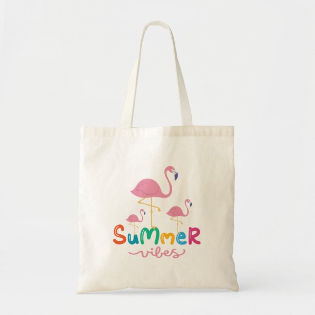 Tote Bag Vibes d'été Flamants roses femmes (Devant)