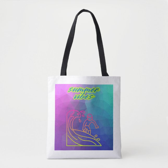 Tote Bag Vibes d'été garçon surf (Devant)
