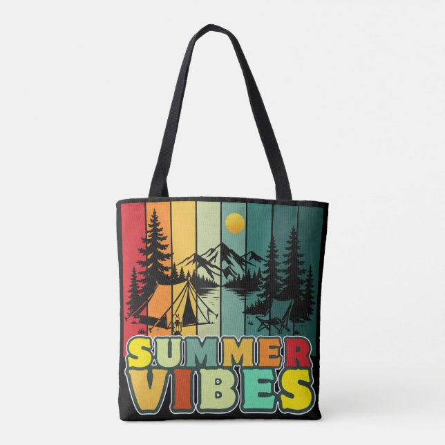 Tote Bag vibes d'été nature camping vacances aventure (Dos)