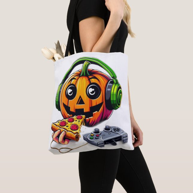 Tote Bag Vibes d'Halloween au fromage : Le Citrouille aime  (De près)