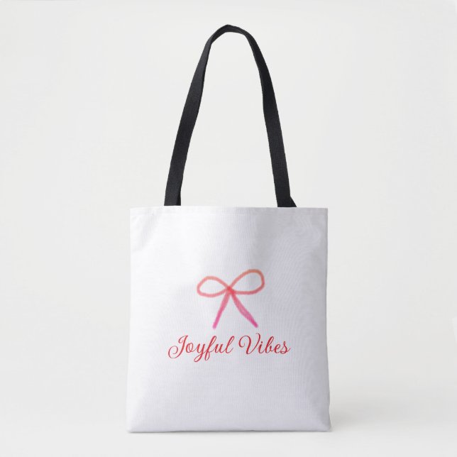 Tote Bag Vibes joyeux noël RED BOW nom de famille (Devant)