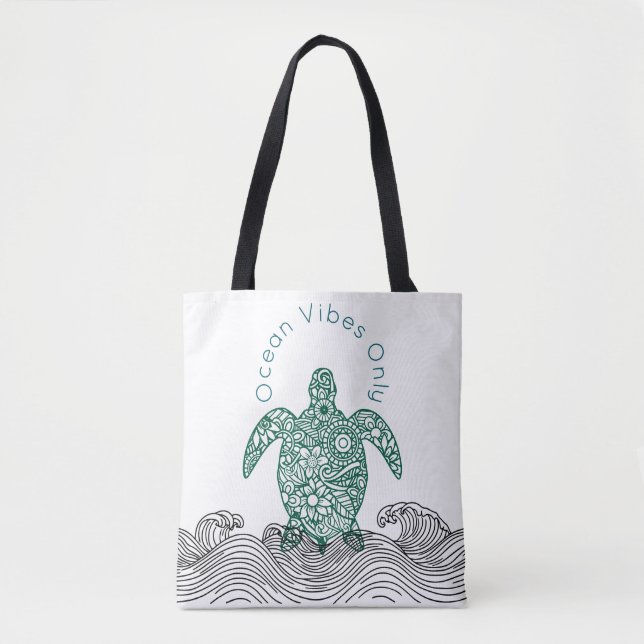 Tote Bag Vibes océaniques, Tortue, (Devant)