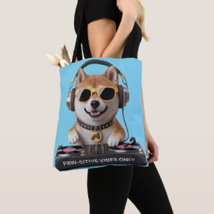 Tote Bag Vibes Paw seulement - DJ Shiba Inu Dog Art
