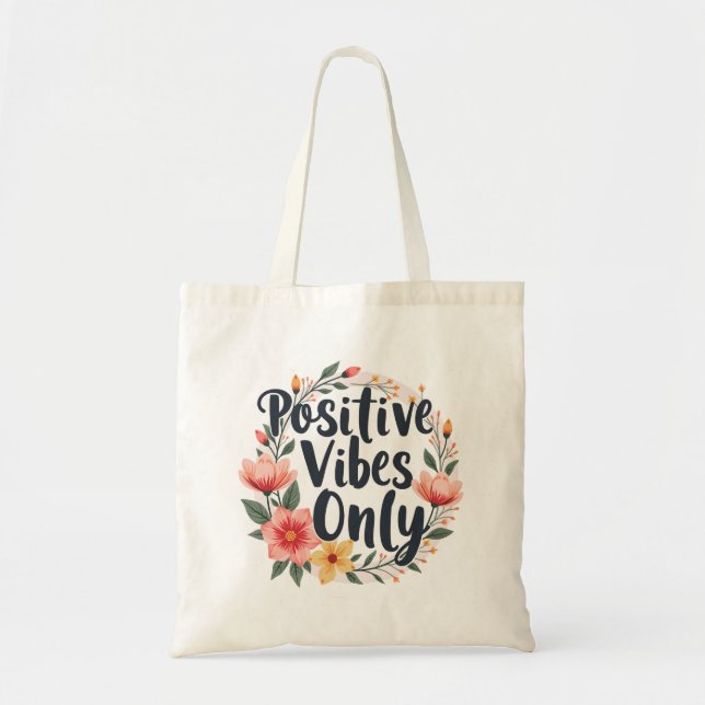 Tote Bag Vibes Positives Uniquement Conception De Wreath Fl (Devant)