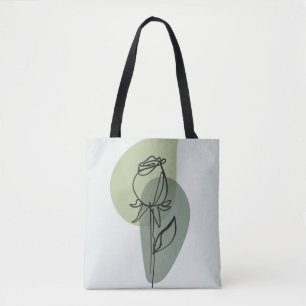 Tote Bag Vibes printanières : Rose floral bleu vert