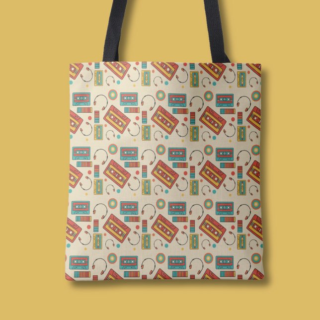 Tote Bag Vibes rétro - 1980 Cassette Tapes Motif (Créateur téléchargé)
