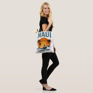 Tote Bag Vibes Surf de Maui – Design Rétro de Coucher de So