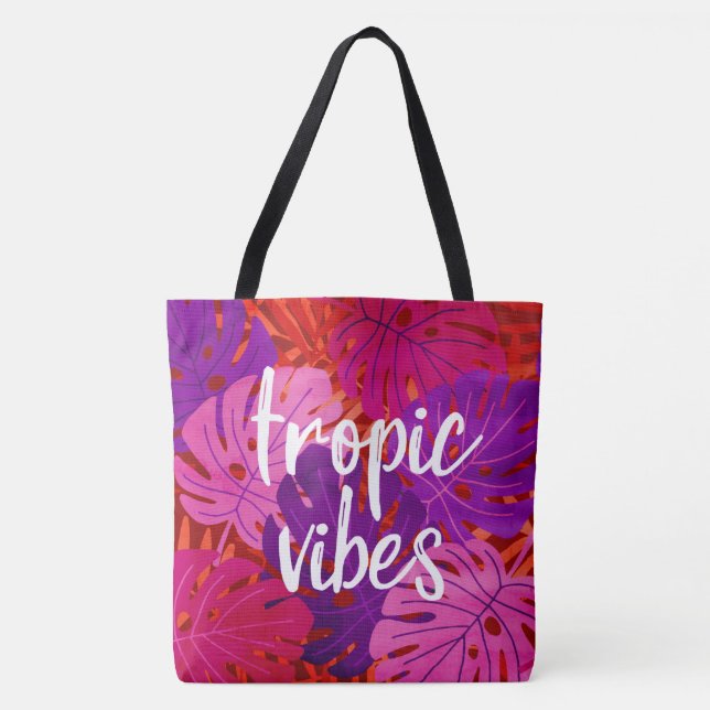 Tote Bag Vibes tropiques Monstera hawaïenne Feuille Tropiqu (Devant)