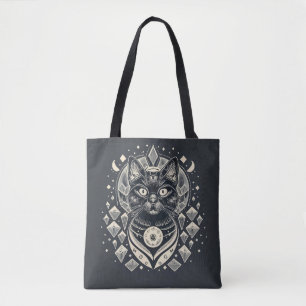 Tote Bag Vibing High - Black Cat and Crystals Fourre-tout