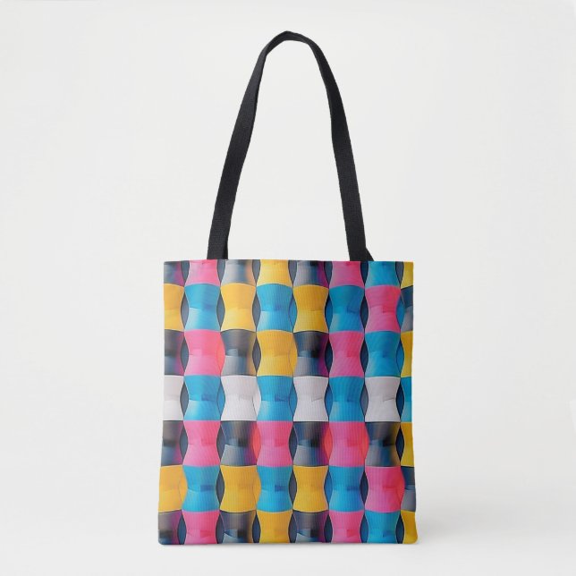 Tote Bag Vibrant 3D Hourglass Geometric Pattern (Devant)