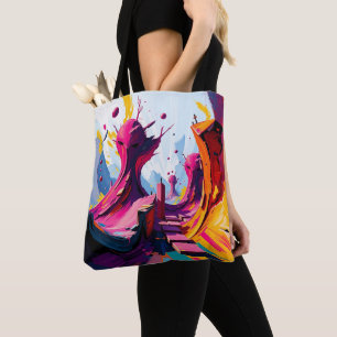 Tote Bag Vibrant Abstract Fantasy Landscape