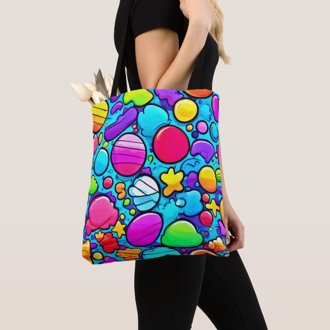 Tote Bag Vibrant Abstrait Candyland (De près)