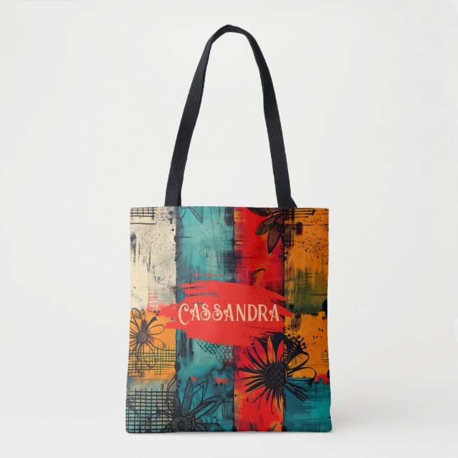 Tote Bag Vibrant floral Grunge Multicolor Fourre-tout (Devant)
