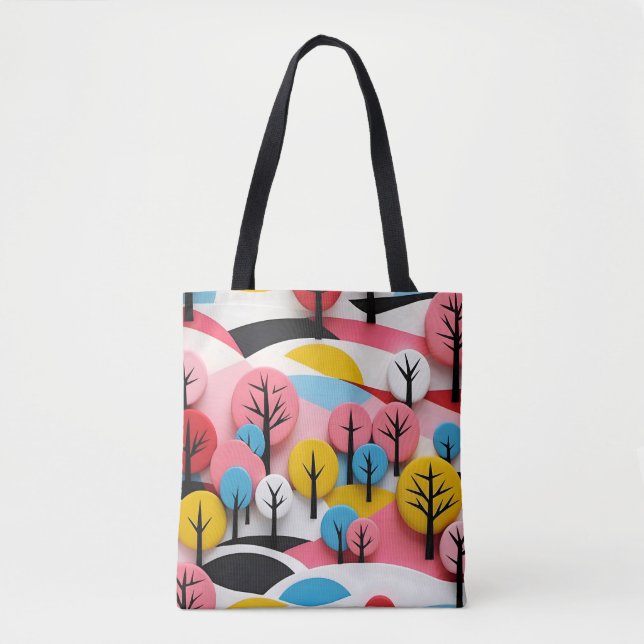 Tote Bag Vibrant Geometric Forest (Devant)