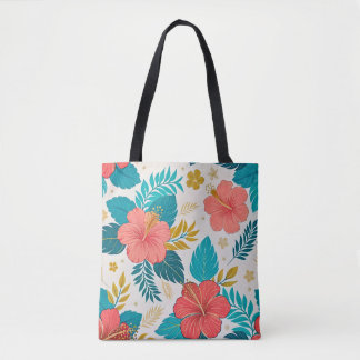 Tote Bag Vibrant Hibiscus Floral
