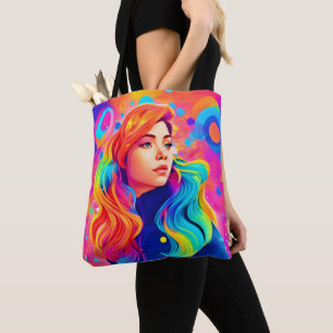 Tote Bag Vibrant Lady Digital Artwork