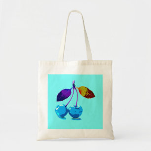 Tote Bag Vibrant light blue cherries 