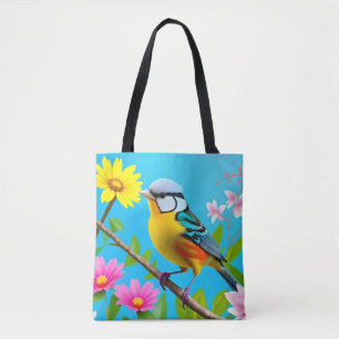 Tote Bag Vibrant oiseau chanteur perché sur une branche de