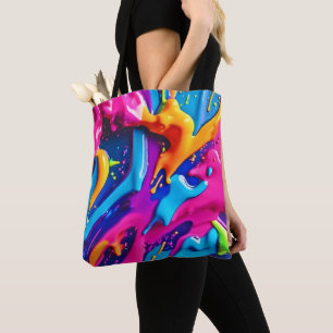 Tote Bag Vibrant Peinture de néon Splatter Abstrait