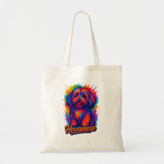 Tote Bag Vibrant Pop Art Chien Havanais – Art de Rue Coloré