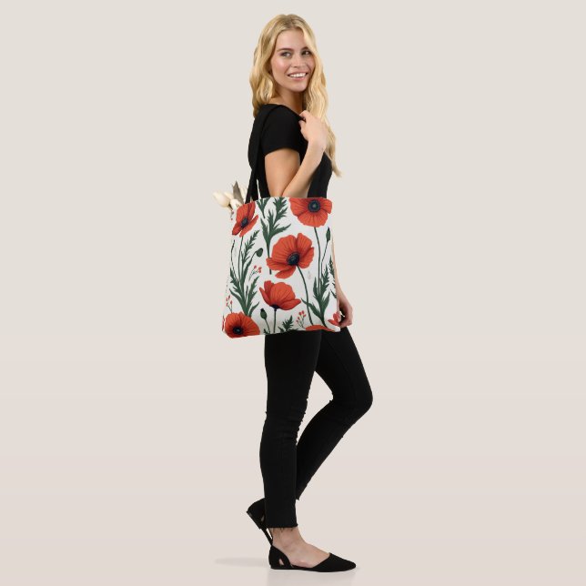 Tote Bag Vibrant Poppy Field | Bold Floral (Sur le modèle)