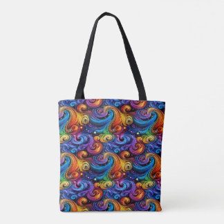 Tote Bag Vibrant Swirl Pattern Fleece Blanket