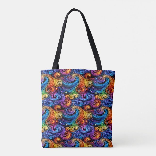 Tote Bag Vibrant Swirl Pattern Fleece Blanket (Dos)