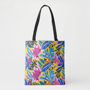 Tote Bag Vibrant Tropical Abstraite feuille colorée