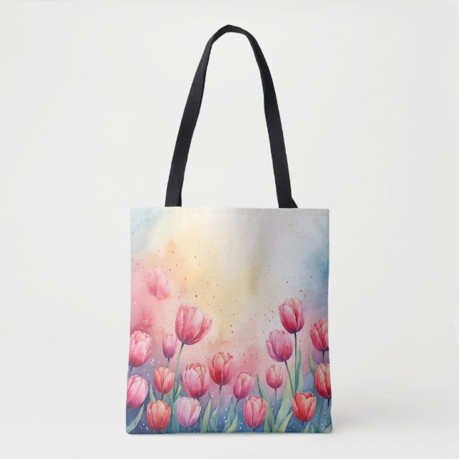 Tote Bag Vibrant tulipes aquarelle Fourre-tout (Devant)