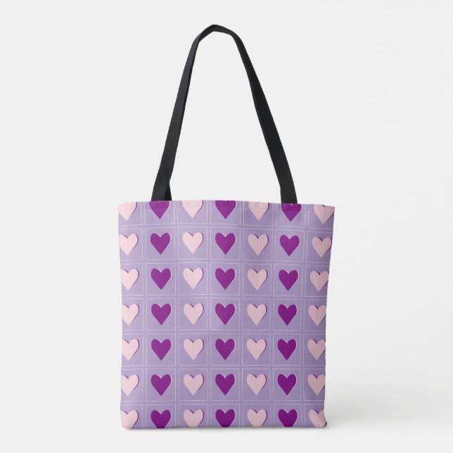 Tote Bag Vibrant violet en forme de coeur (Dos)
