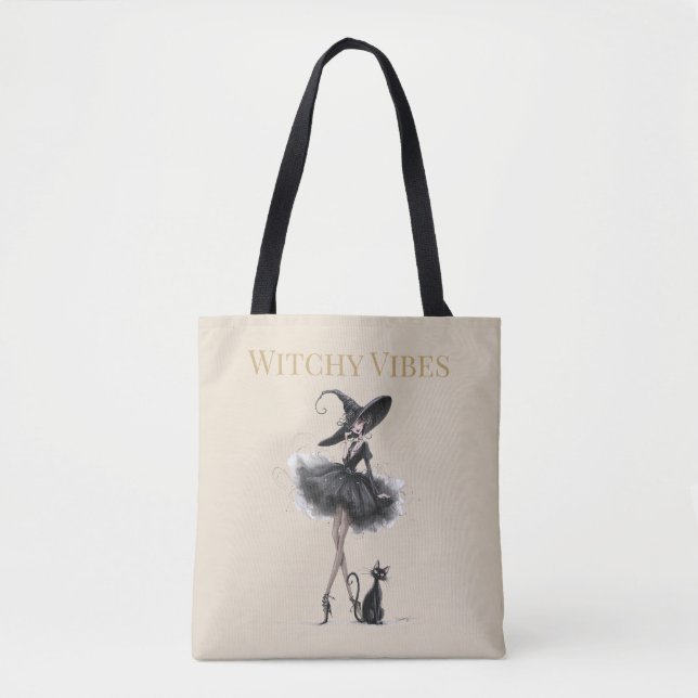 Tote Bag Vibrations Sorcières Édition Clair – Sorcière Goth (Devant)