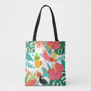 Tote Bag Vibrations Tropicales Feuilles Florales Été Chic