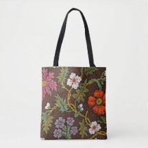Victorian Botanical Drawing Floral Accessory Pouch