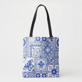 Tote Bag Victorian Majolica : Patchwork Tile Motif.