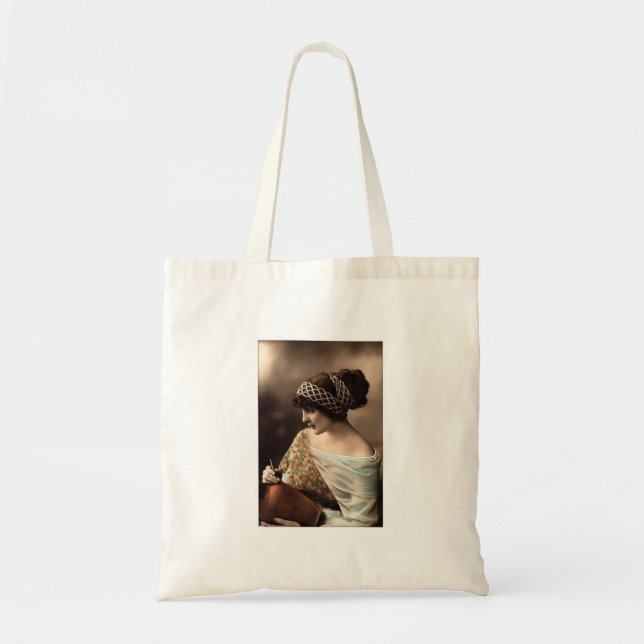 Tote Bag Victorian woman hair up in beads (Devant)