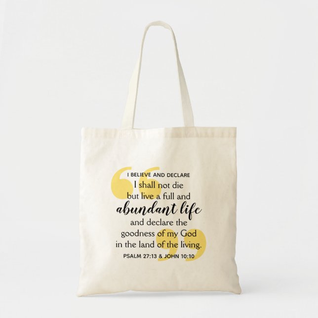 Tote Bag VIE ABONDANTE Affirmation chrétienne positive (Devant)