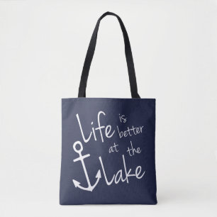 Tote Bag VIE blanche est meilleur au type de LAC avec ANCRE