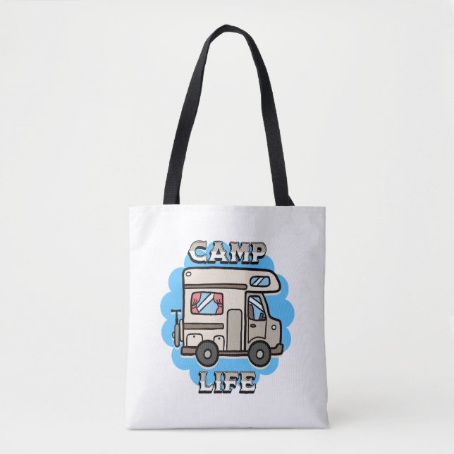Tote Bag Vie de camp | Camper Retro Personnalisé (Devant)