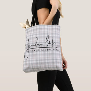 Tote Bag Vie de grand-mère à carreaux