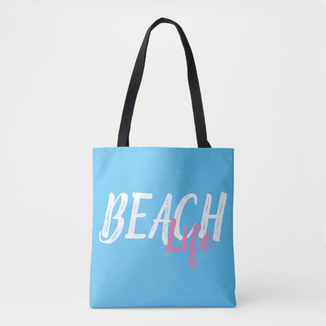 Tote Bag VIE DE PLAGE colorée mignonne | (Devant)